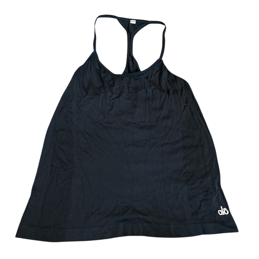 Alo Yoga Black Racerback Mesh Detail Tank Top — No Size Tag (Approx S/M)